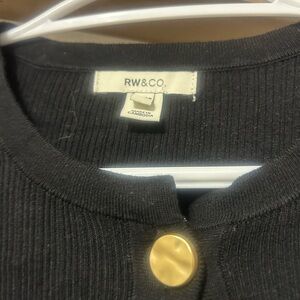 RW&CO Black Knit Top with Gold Accent